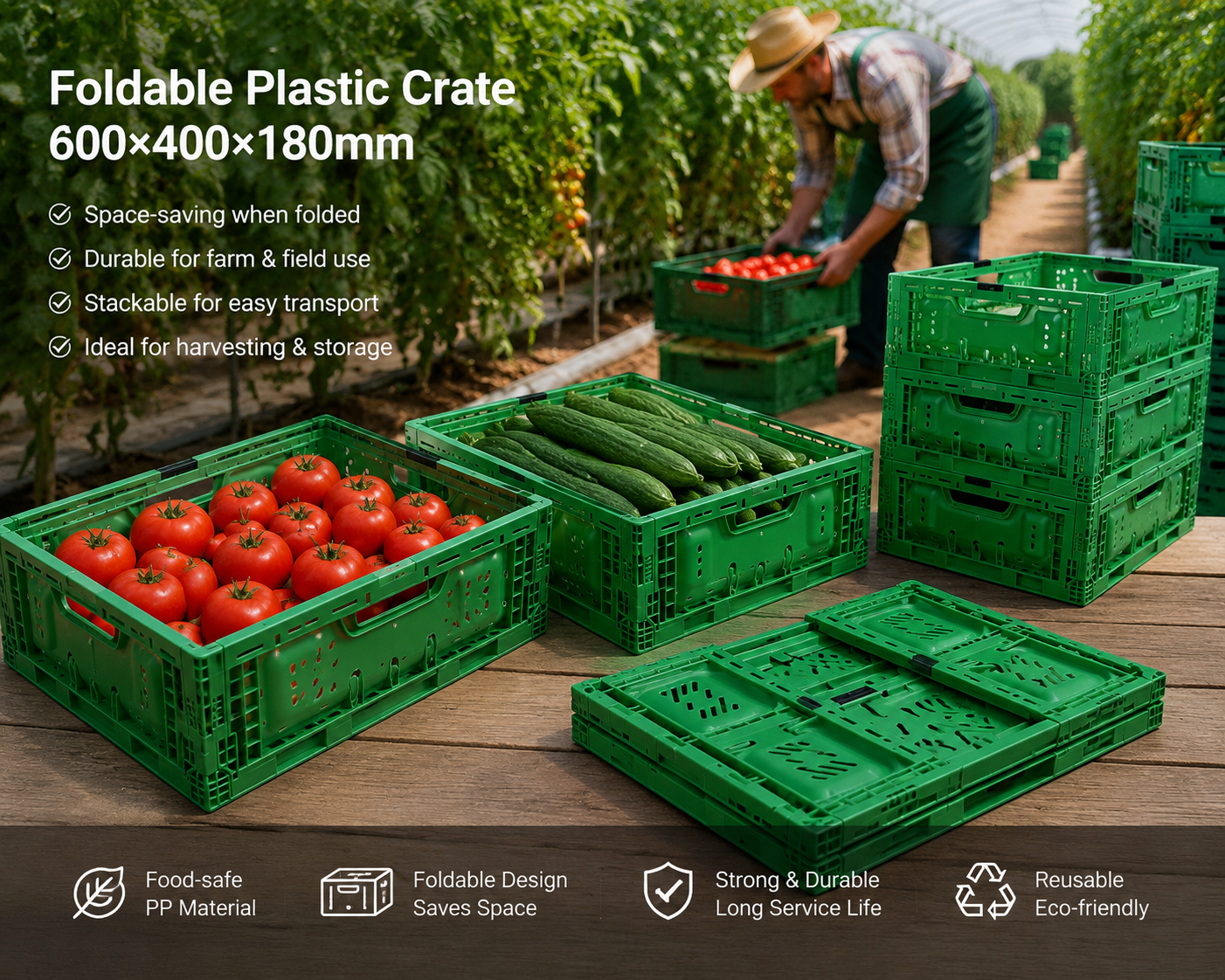 Derniers blogs de l'entreprise sur Comment les caisses en plastique pliables de 600×400 améliorent l'efficacité de la récolte agricole à la distribution à l'exportation