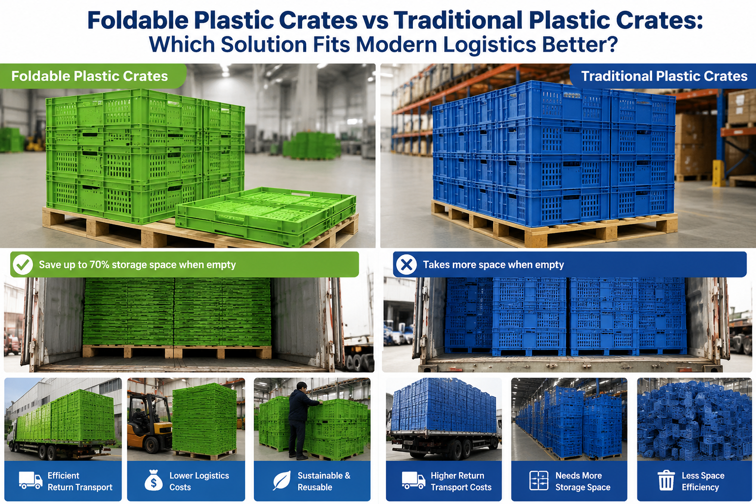 Derniers blogs de l'entreprise sur Caisses en plastique pliables vs caisses en plastique traditionnelles : quelle solution convient le mieux à la logistique moderne ?