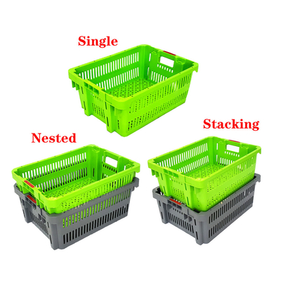 Caisse en plastique de remplacement en maille Caisse de stockage de fruits empilable