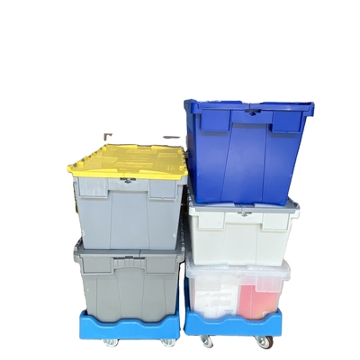 Logo Impression de soie Boîtes de soute en plastique empilable pour solutions de stockage réutilisables